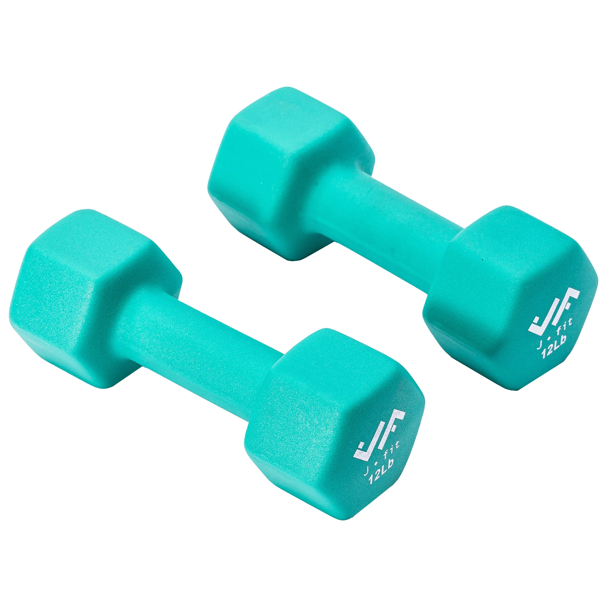 03519 12 lb Neoprene Coated Hex Dumbbell Pair Blue, stock photo — view 1