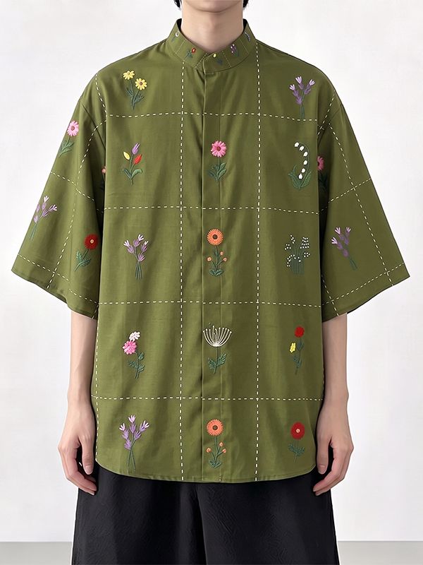 01313 Men's Traditional Chinese Style Floral Print detail photo 2