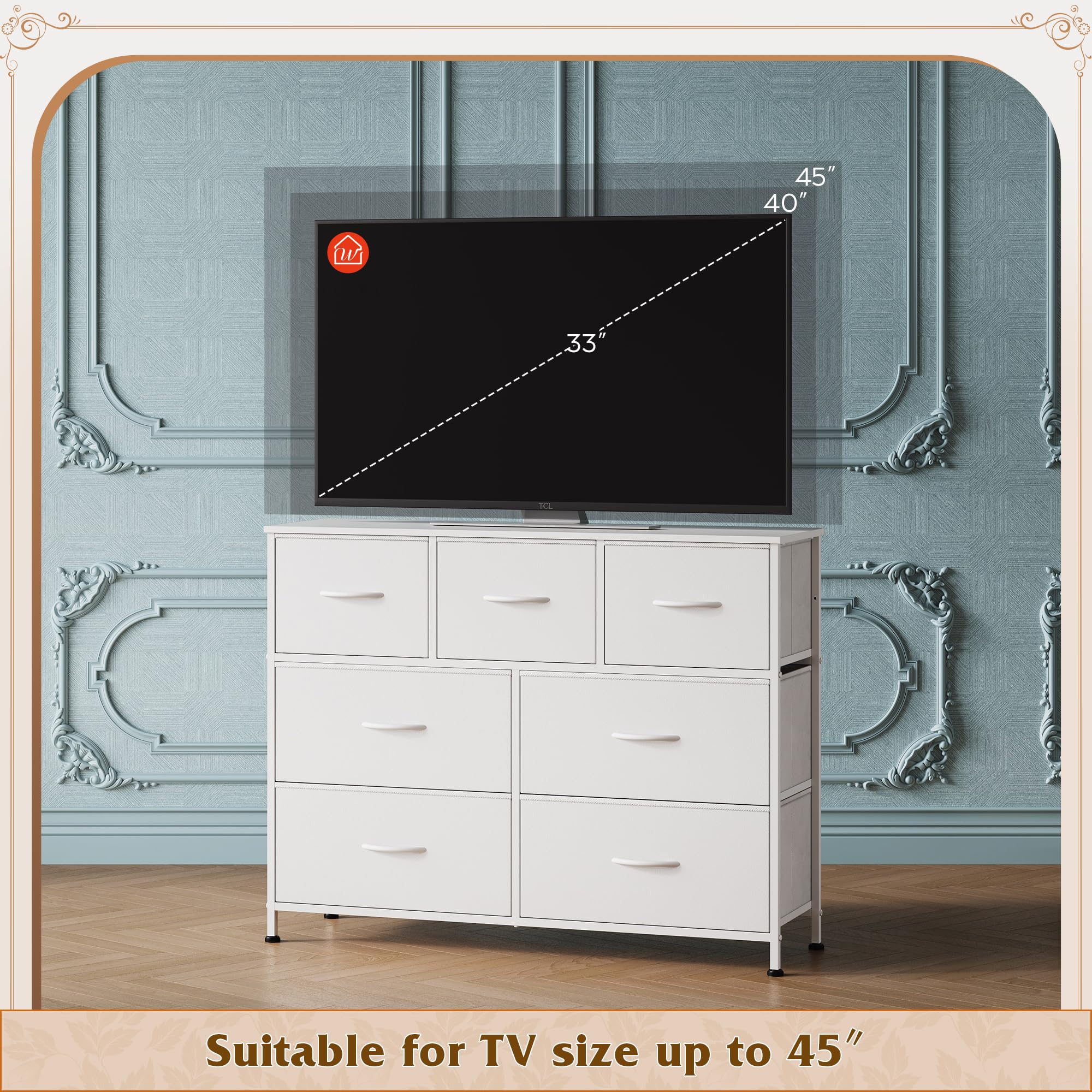 WLIVE 7-Drawer Dresser Tower Storage Cabinet White Fabric Bins detail photo 14
