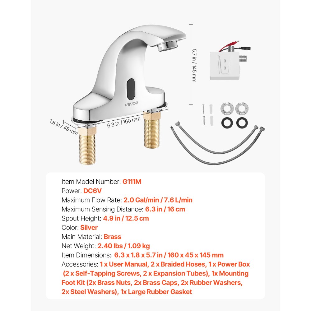 02927 VEVOR Touchless Bathroom Sink Faucet Automat detail photo 7