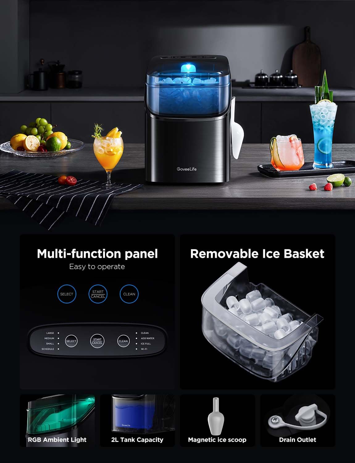 03408 GoveeLife Smart Countertop Ice Maker Kitchen detail photo 5