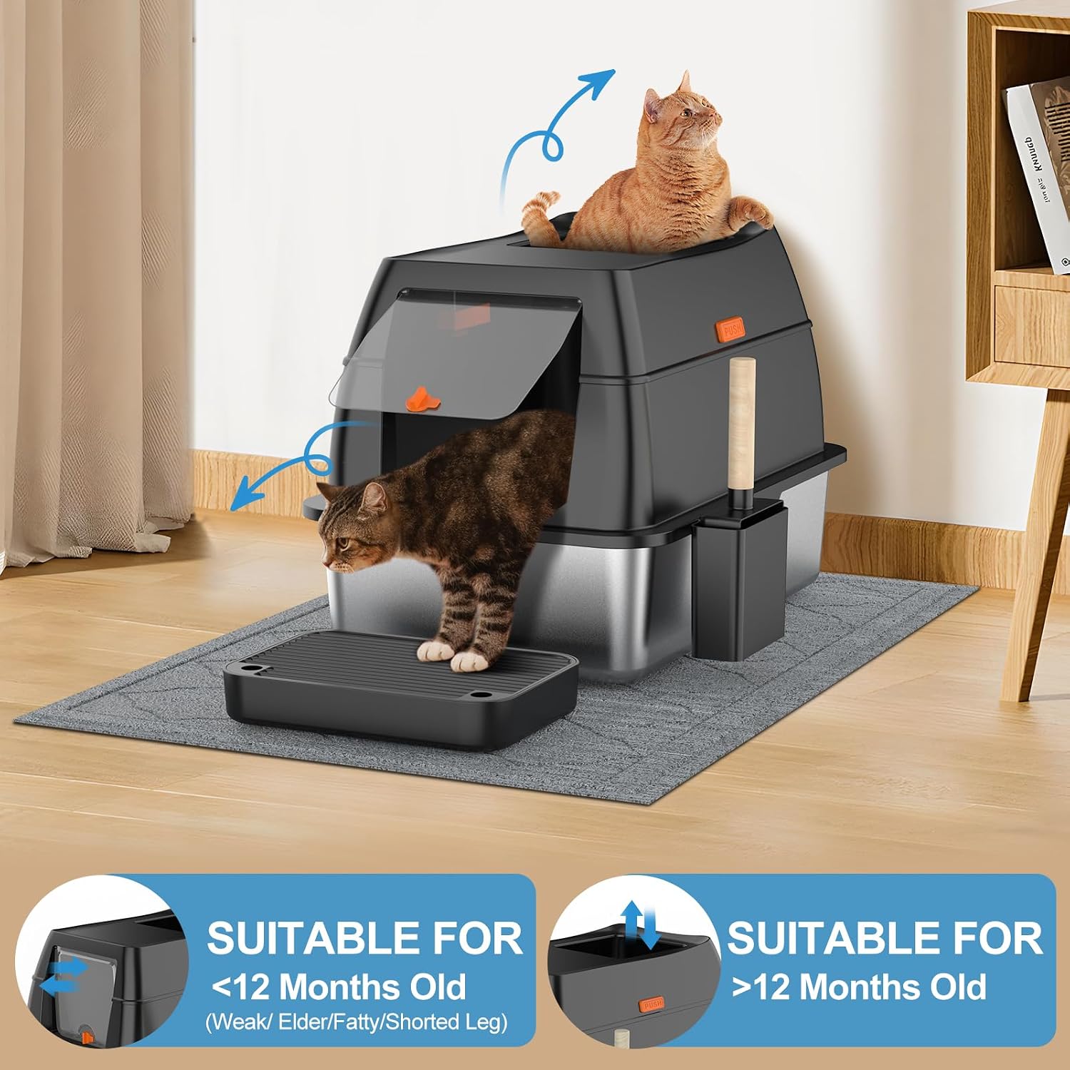 03217 Lobeve Stainless Steel Litter Box With Lid A detail photo 5