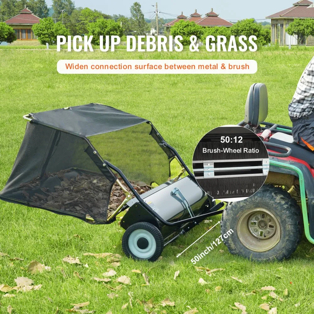 02639 VEVOR 50-Inch Tow-Behind Lawn Sweeper — AS-I detail photo 3