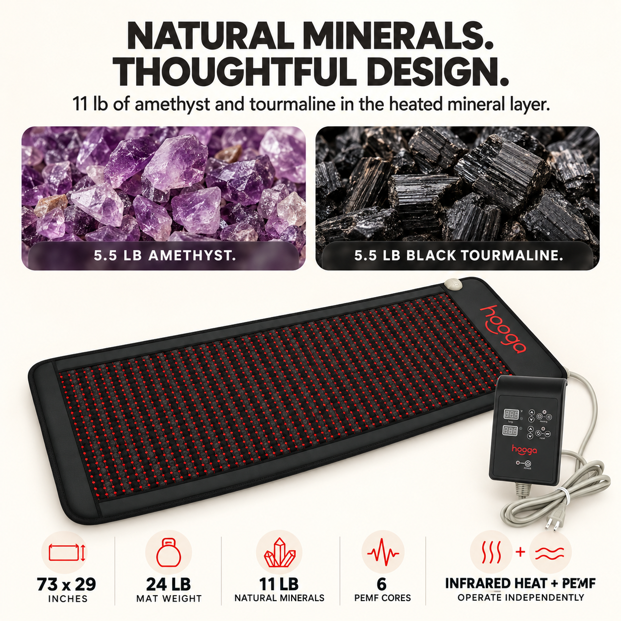 Hooga Amethyst Tourmaline PEMF Mat With Infrared Heat And Carrying Bag detail photo 4
