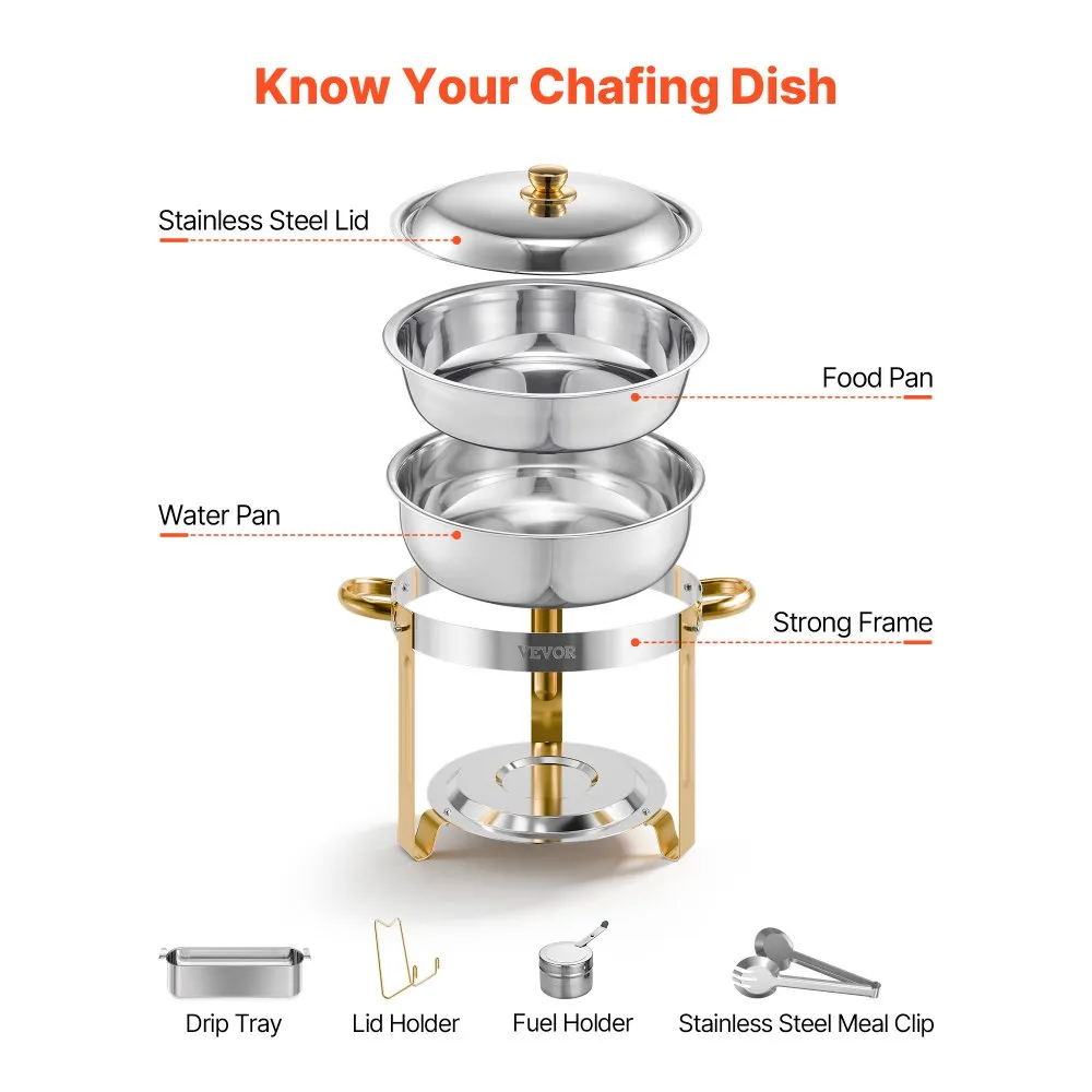 03515 Round Stainless Steel Chafing Dish Buffet Se detail photo 7