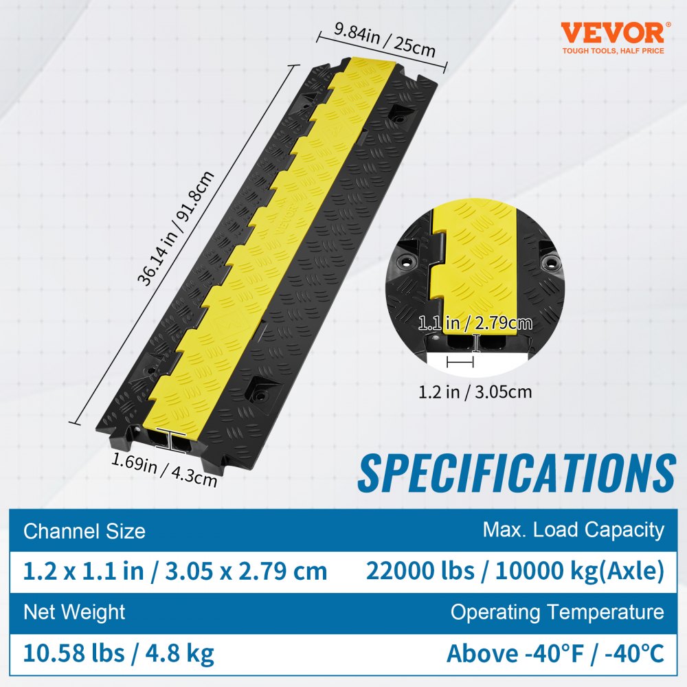 03141 VEVOR Heavy Duty Cable Protector Ramp 2 Chan detail photo 7
