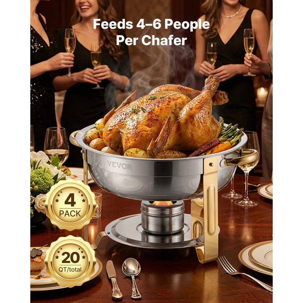 03515 Round Stainless Steel Chafing Dish Buffet Se detail photo 4