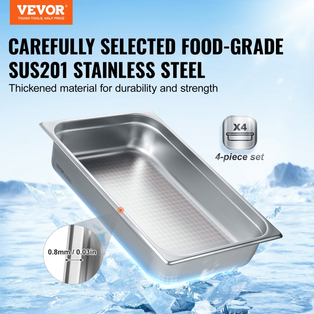 03018 VEVOR Stainless Steel Hotel Pan GN Pan With detail photo 2