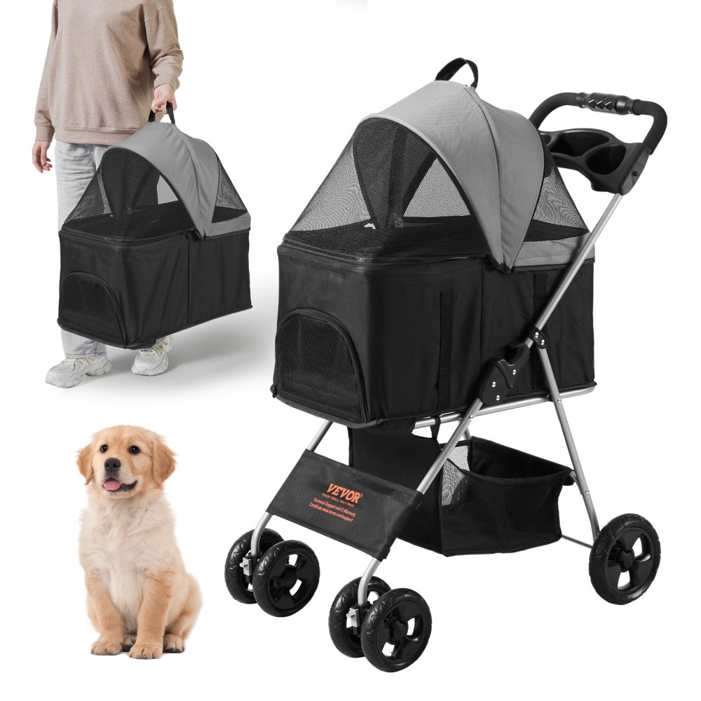 03340 Pawrcooli Pet Stroller ShadowSlim Black Fold, stock photo — view 1
