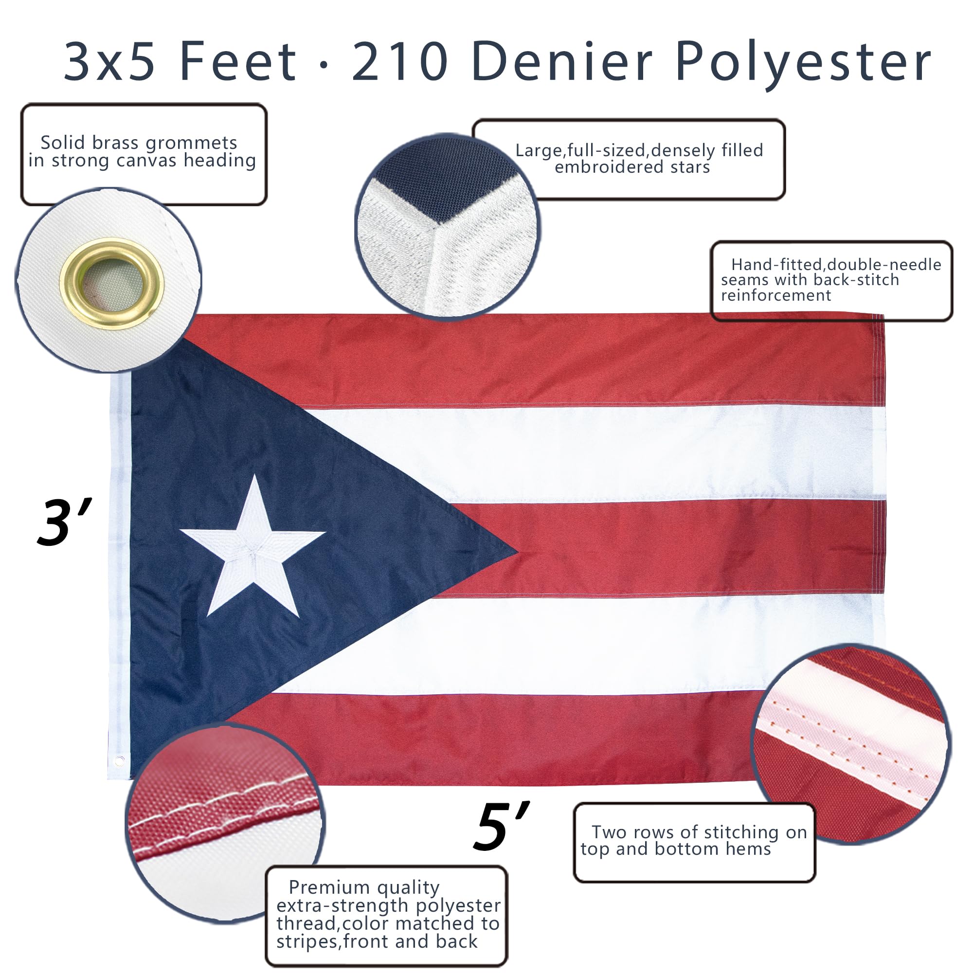 02849 VEVOR Puerto Rico Flag Heavy Duty Outdoor Fl detail photo 2