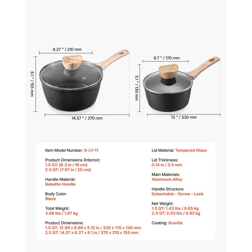 02570 VEVOR Granite Sauce Pan S-LY-01 with Wood-Gr detail photo 7