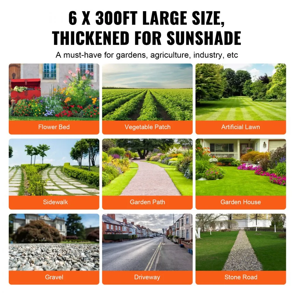 03012 VEVOR Weed Barrier Fabric 6 x 300 FT Heavy D detail photo 6