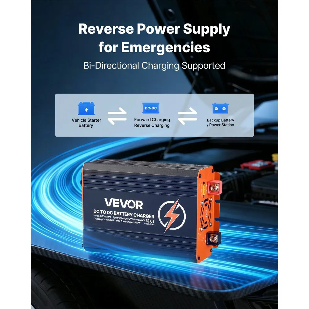 02926 VEVOR DC to DC Battery Charger 12V 24V 50A 6 detail photo 4