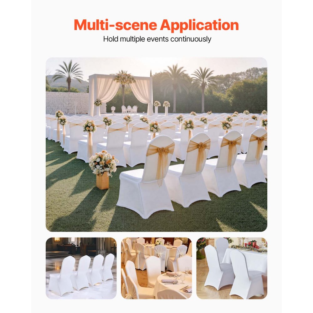 02947 VEVOR White Spandex Banquet Chair Covers — Q detail photo 2