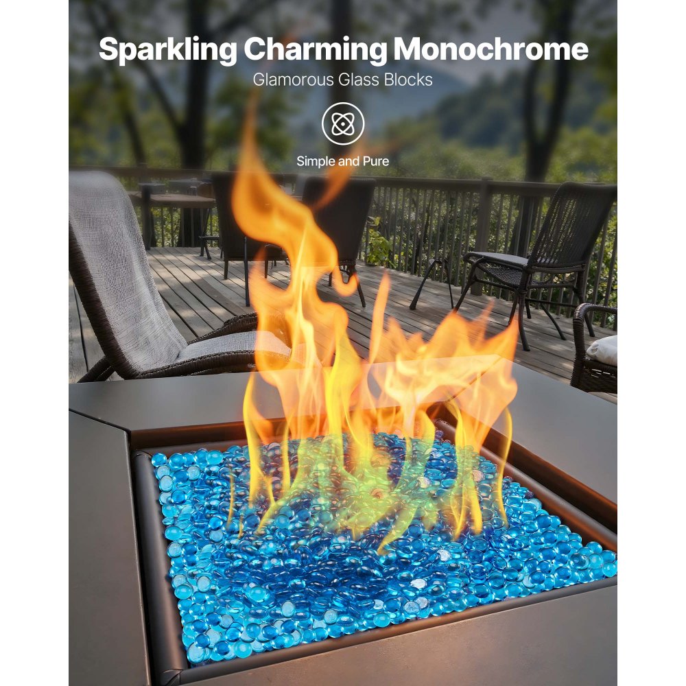 02924 VEVOR 10 lbs Blue Reflective Fire Glass Pit detail photo 2