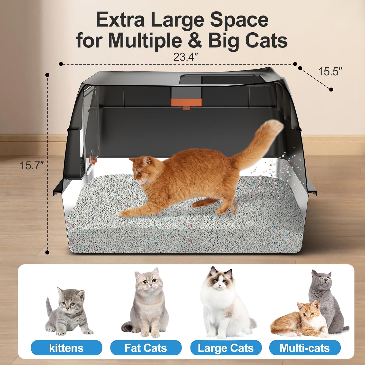 03217 Lobeve Stainless Steel Litter Box With Lid A detail photo 2