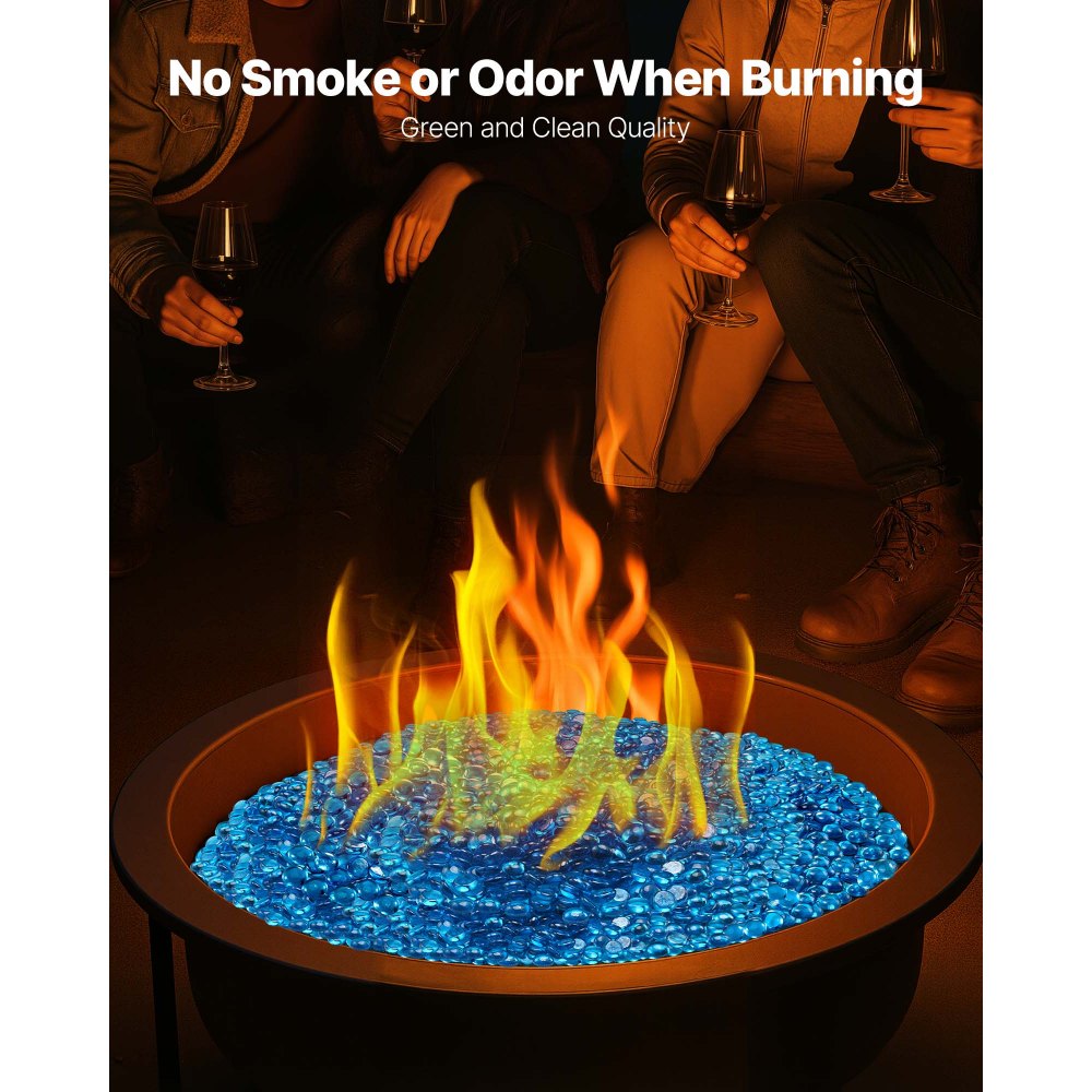 02924 VEVOR 10 lbs Blue Reflective Fire Glass Pit detail photo 4