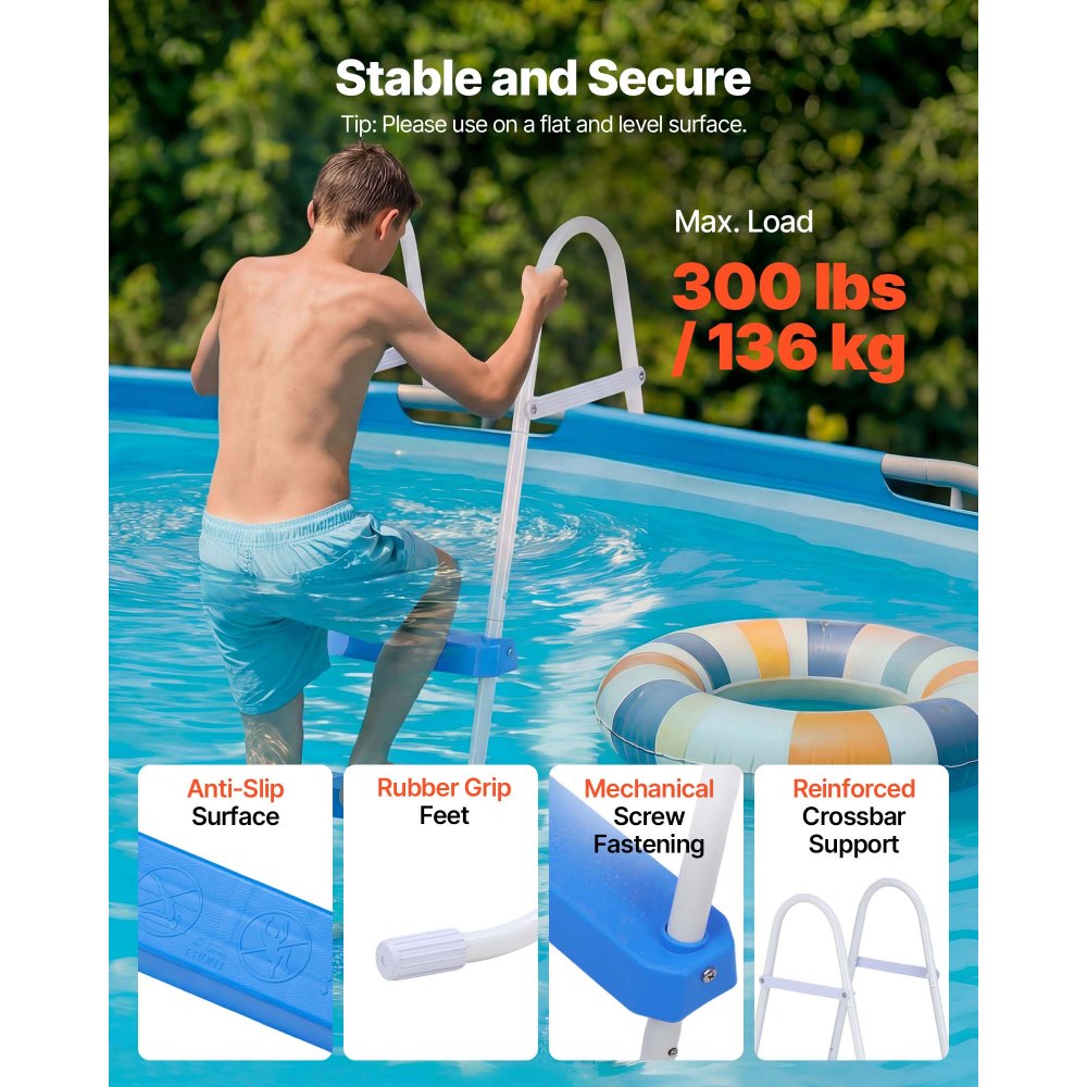 02615 VEVOR Above Ground Pool Ladder 3 Step Blue P detail photo 3