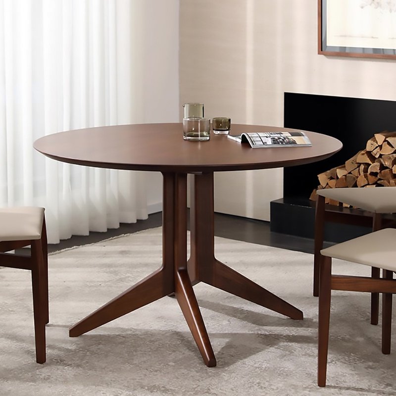 JOCO Y-JOC-C-1612 Round Dining Table Walnut Finish, stock photo — view 1