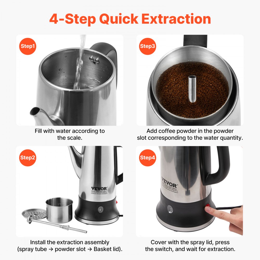 02941 VEVOR Stainless Steel Coffee Maker SFC18100S detail photo 6