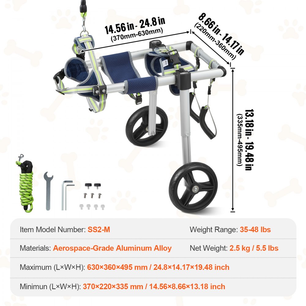 02939 VEVOR Pet Wheelchair SS1-01 Adjustable Dog W detail photo 7