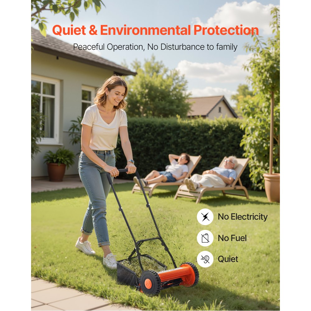 02953 VEVOR Manual Reel Lawn Mower with Grass Catc detail photo 6