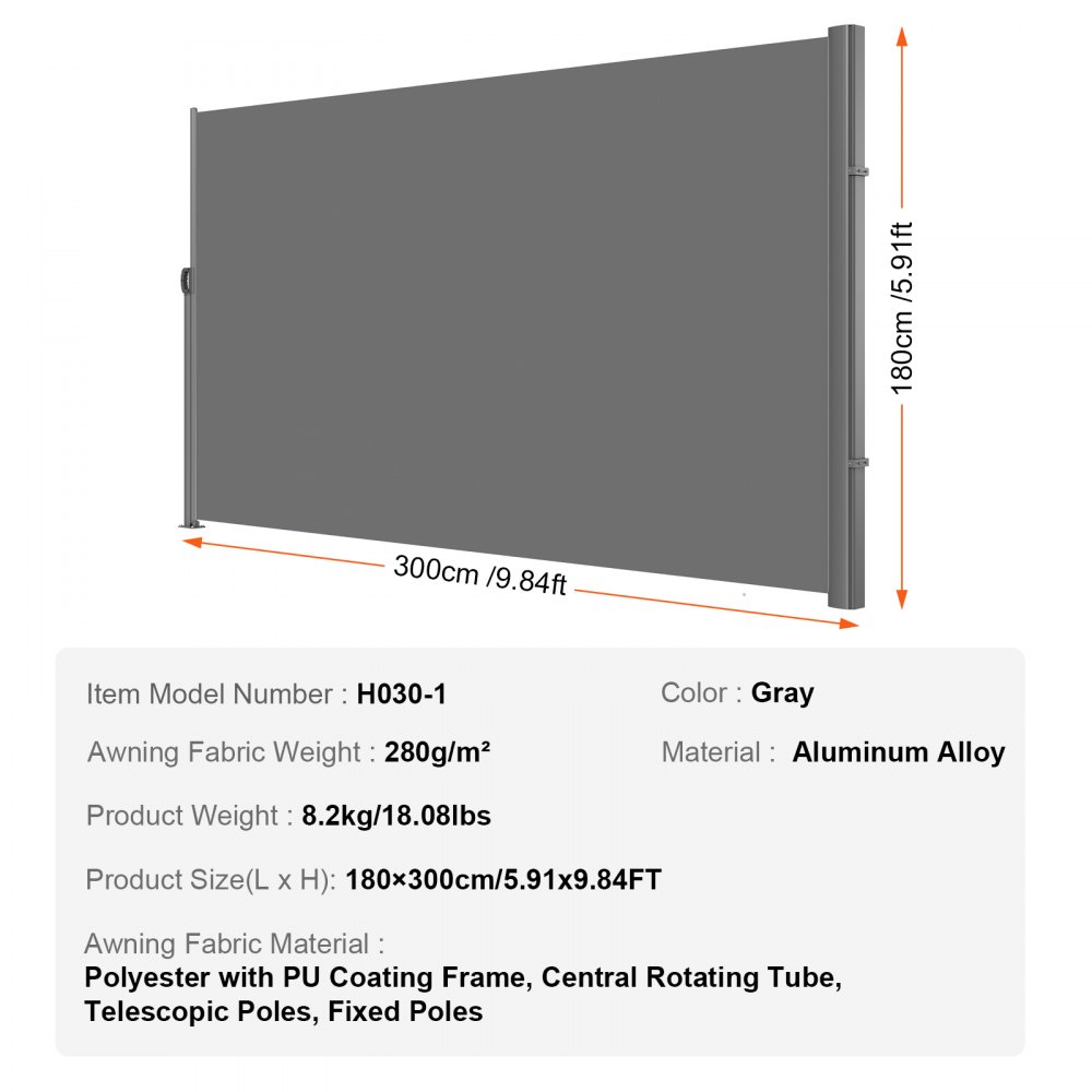 03517 Retractable Side Awning 110 x 71 Inch Patio detail photo 7