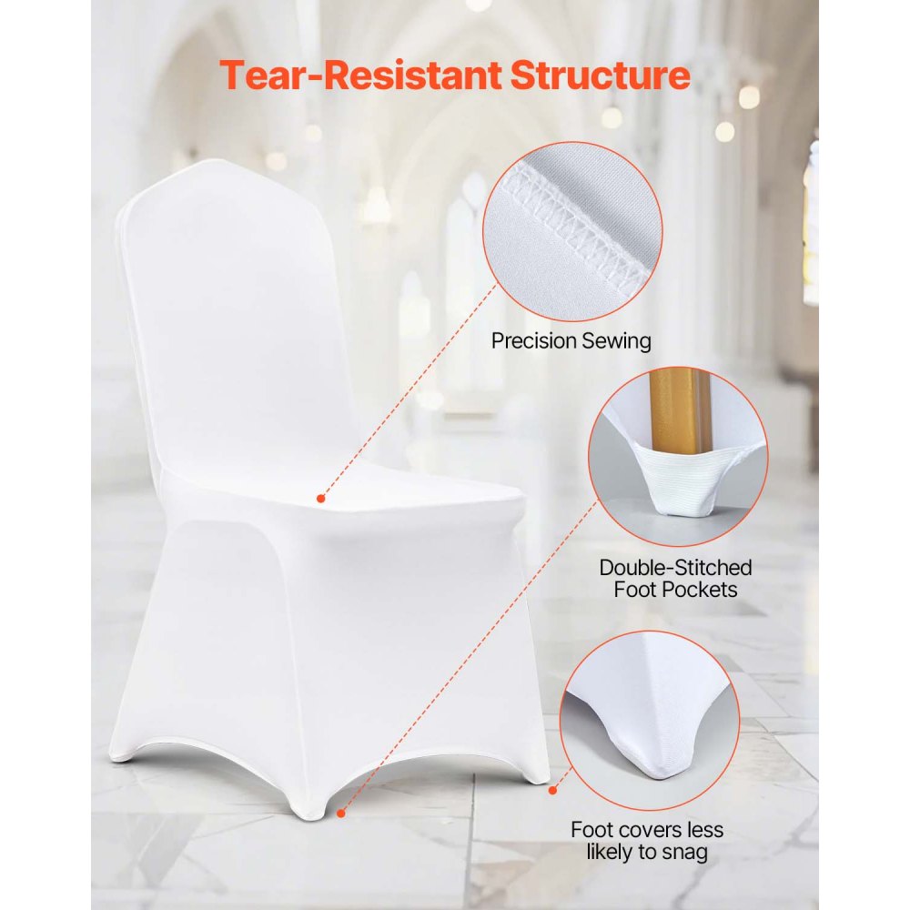02947 VEVOR White Spandex Banquet Chair Covers — Q detail photo 6