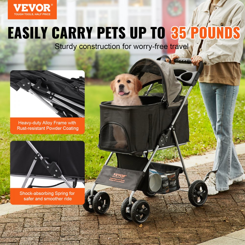 03340 Pawrcooli Pet Stroller ShadowSlim Black Fold detail photo 2