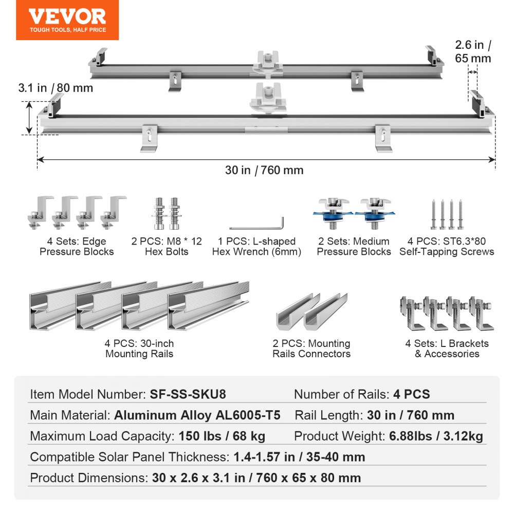 02635 Black Solar-Panel Mounting Rails with End Ca detail photo 7