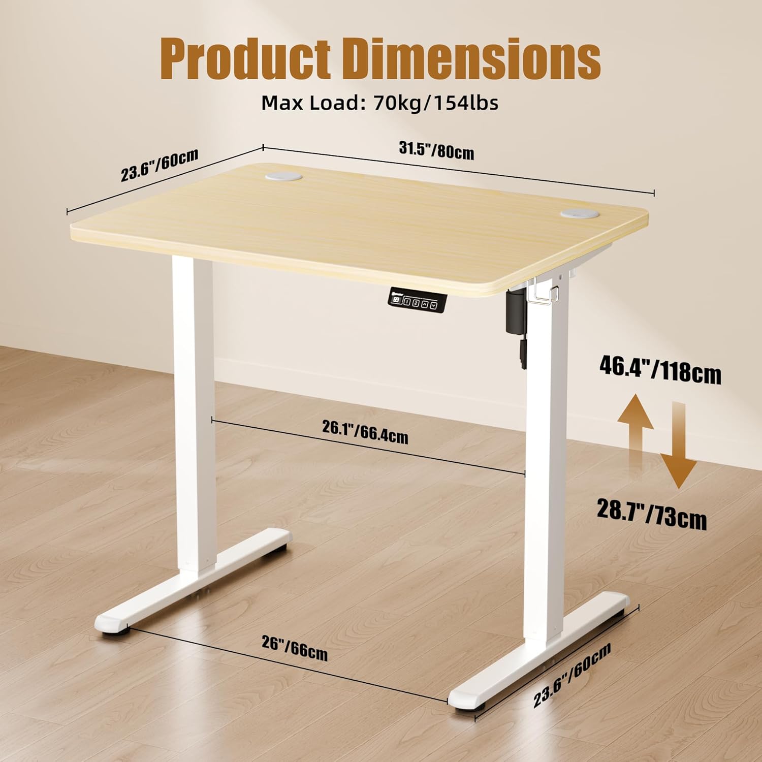 02891 BSQ Electric Standing Desk ESD01-80A Adjusta detail photo 3