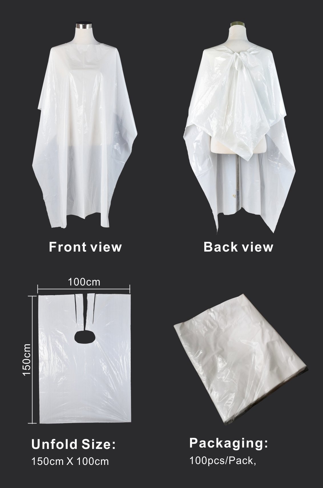 02606 Disposable Hairstyling Cape 100PCS 130x150cm, stock photo — view 1