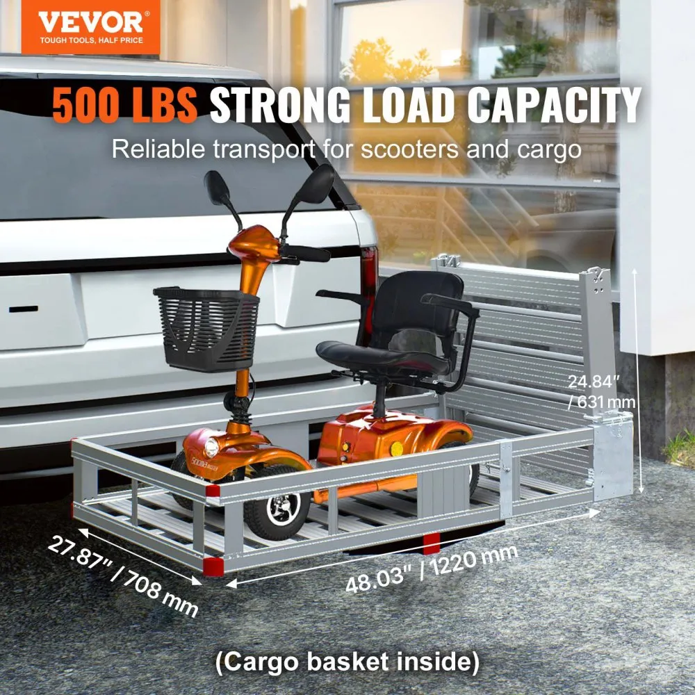 Aluminum Hitch Cargo Carrier with Folding Ramp and Structural Damage detail photo 2