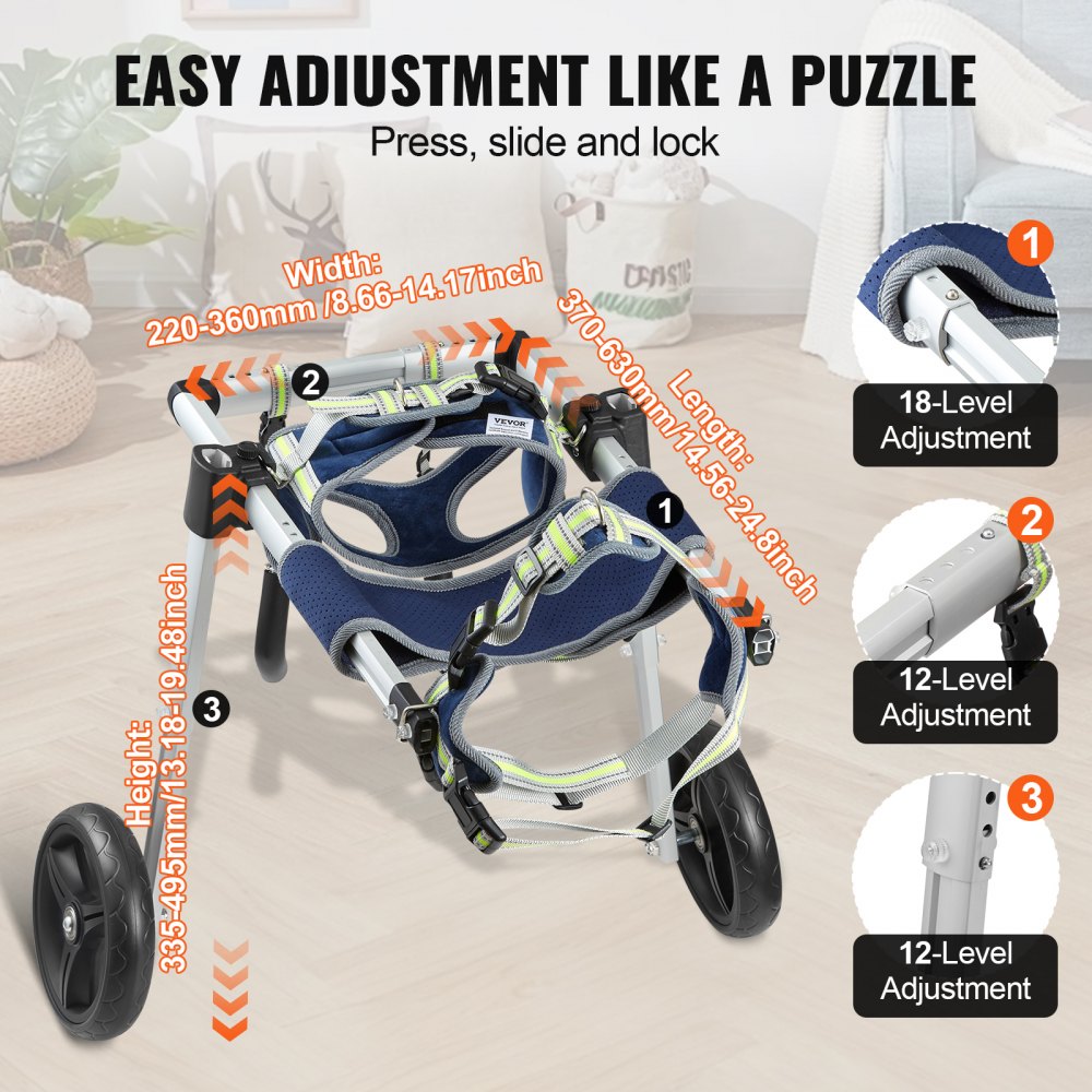 02939 VEVOR Pet Wheelchair SS1-01 Adjustable Dog W detail photo 4