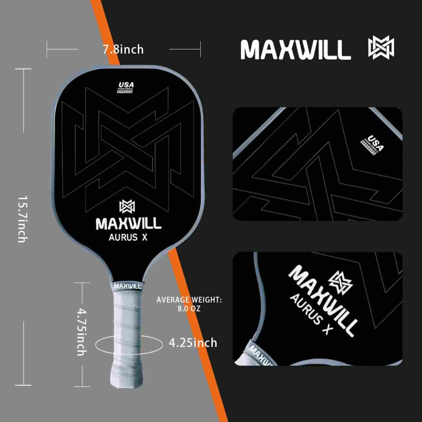 02875 MAXWILL Aurus X Pickleball Paddle MARX2F Spo detail photo 8