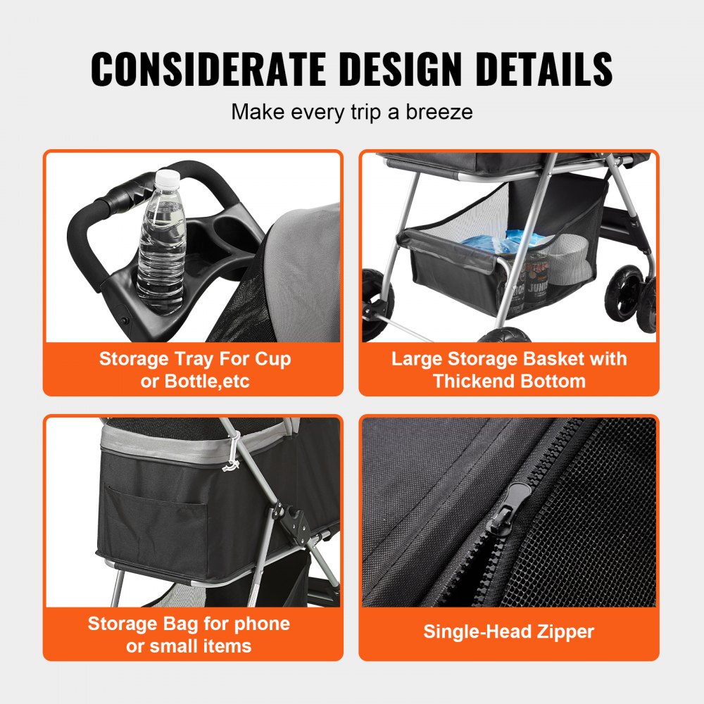 03340 Pawrcooli Pet Stroller ShadowSlim Black Fold detail photo 7