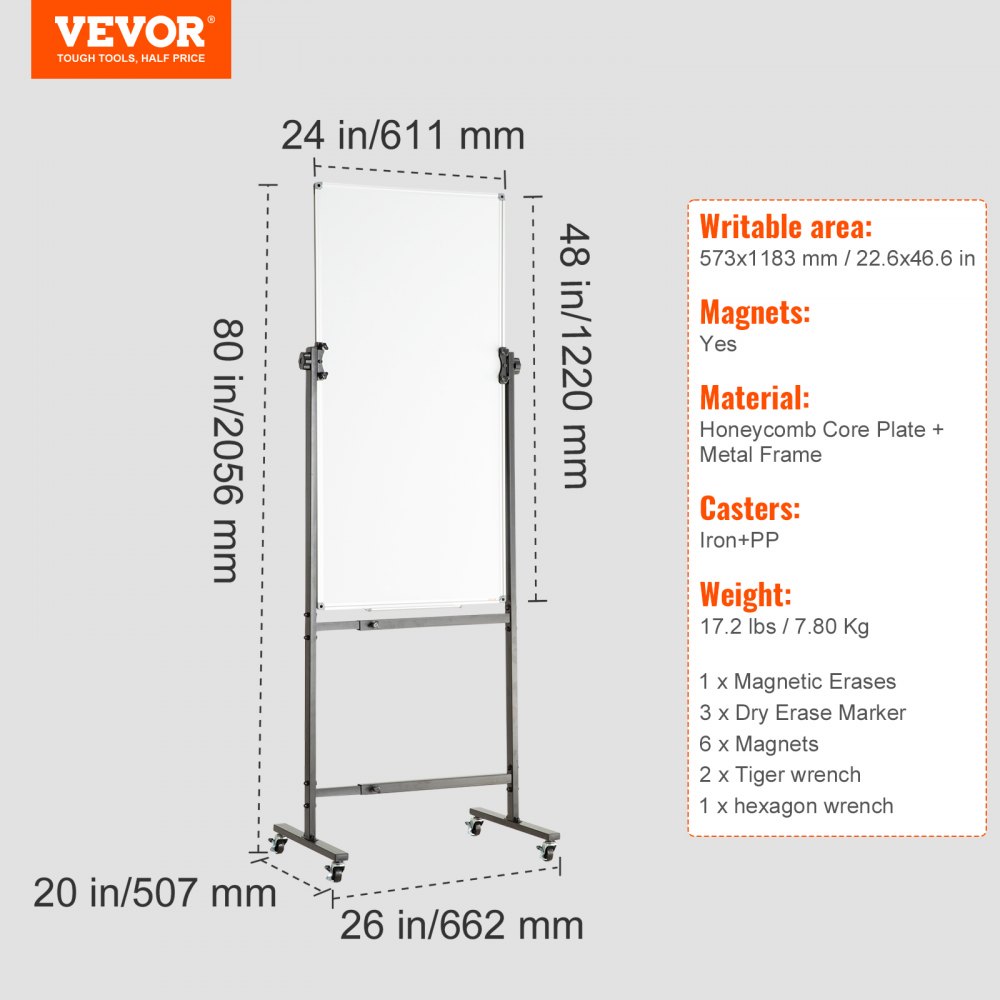 VEVOR S86-SQ-3248 White Board Writing Surface Office Board detail photo 7