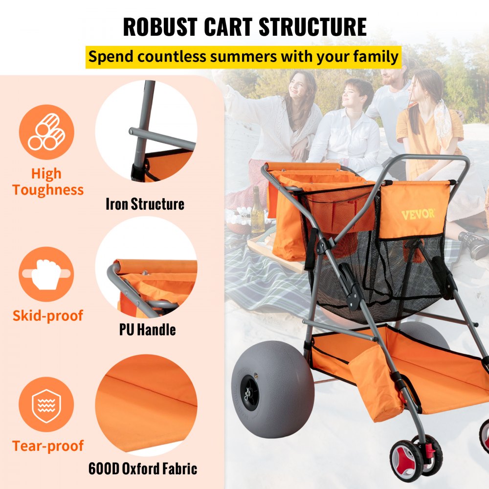 02561 VEVOR Orange Beach Cart with 12-Inch Balloon detail photo 5