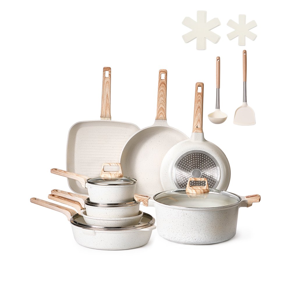 Bazova 24-PC Ceramic Nonstick Pots and Pans Set Cookware Collection, stock photo — view 1