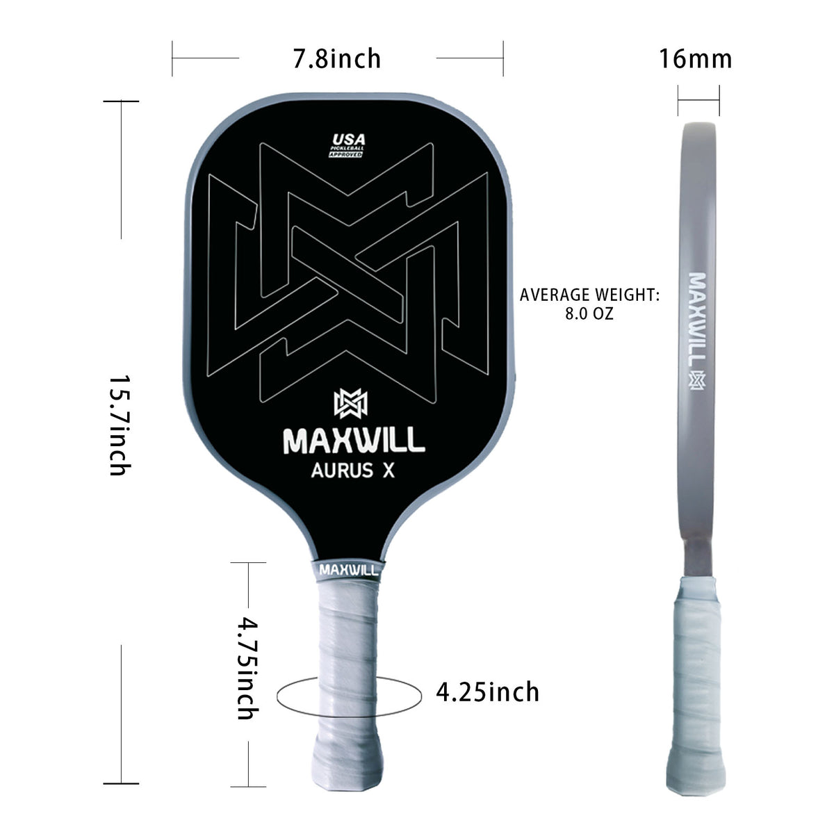 02875 MAXWILL Aurus X Pickleball Paddle MARX2F Spo, stock photo — view 1