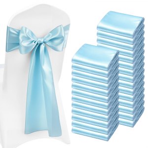 02940 VEVOR Satin Chair Cover Bands Light Blue 100, stock photo — view 1