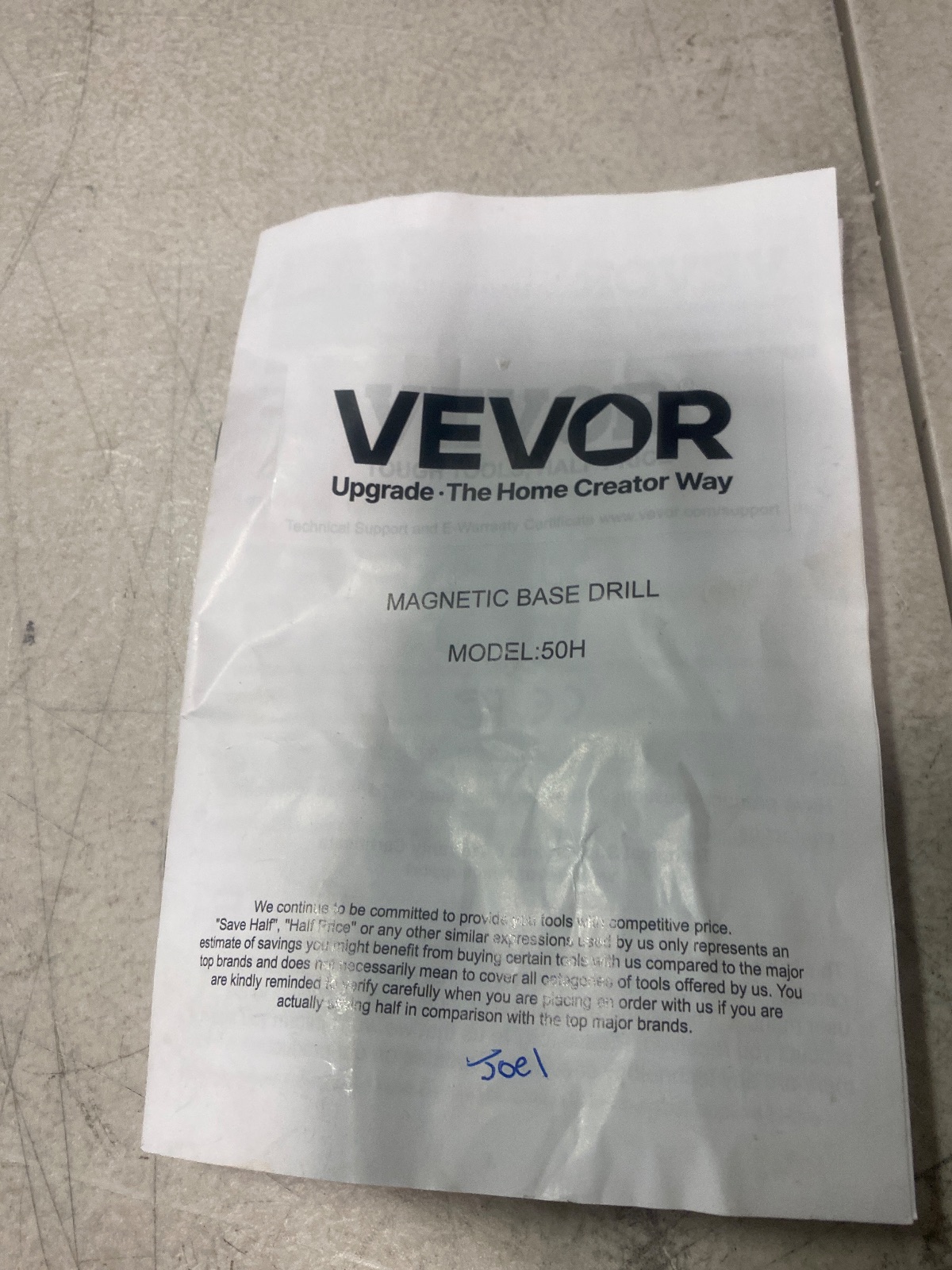 VEVOR Magnetic Drill Press 1100W 2-Inch Boring Diameter Model 50H, Arlington TX liquidation listing — view 1