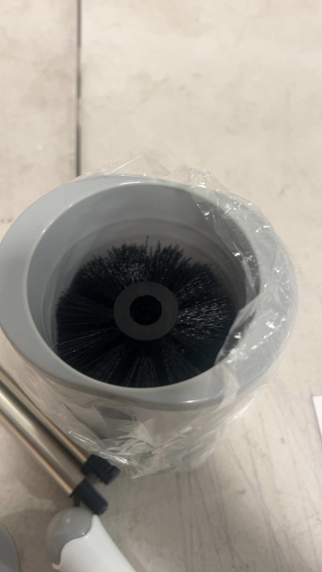 Stainless Steel Toilet Brush Holder Set with Splash Guard Lid Housing detail photo 6