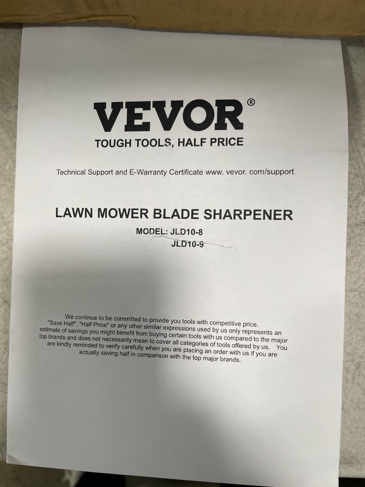 VEVOR Lawn Mower Blade Sharpener JLD10-9 1 HP 750W Motor Blade Grinder, Arlington TX liquidation listing — view 1