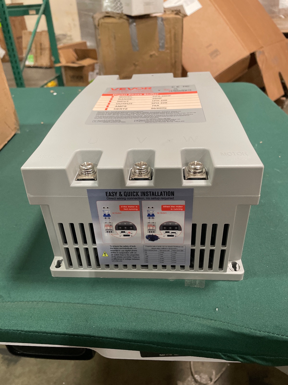 VEVOR Digital Phase Shifter CPS-20HP 20HP 1PH to 3PH 220V 70A Converter, Arlington TX liquidation listing — view 1