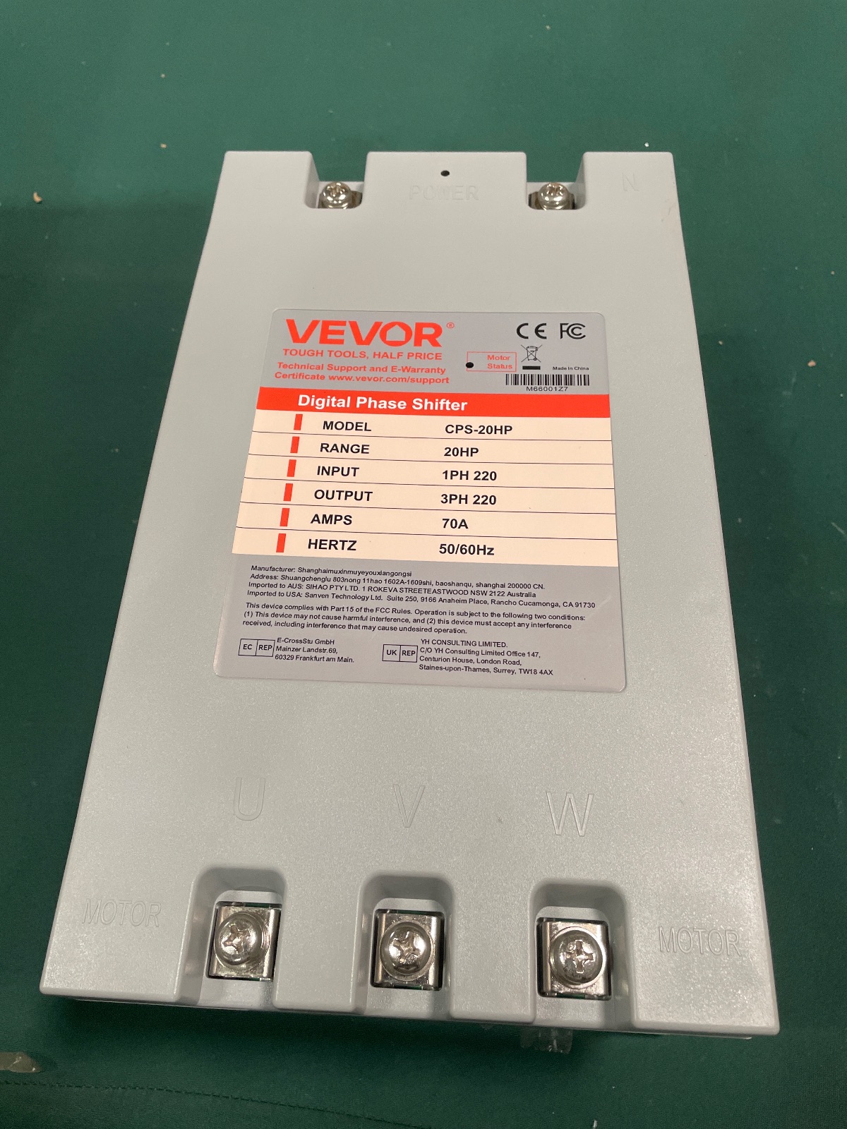 VEVOR Digital Phase Shifter CPS-20HP 20HP 1PH to 3PH 220V 70A Converter detail photo 2