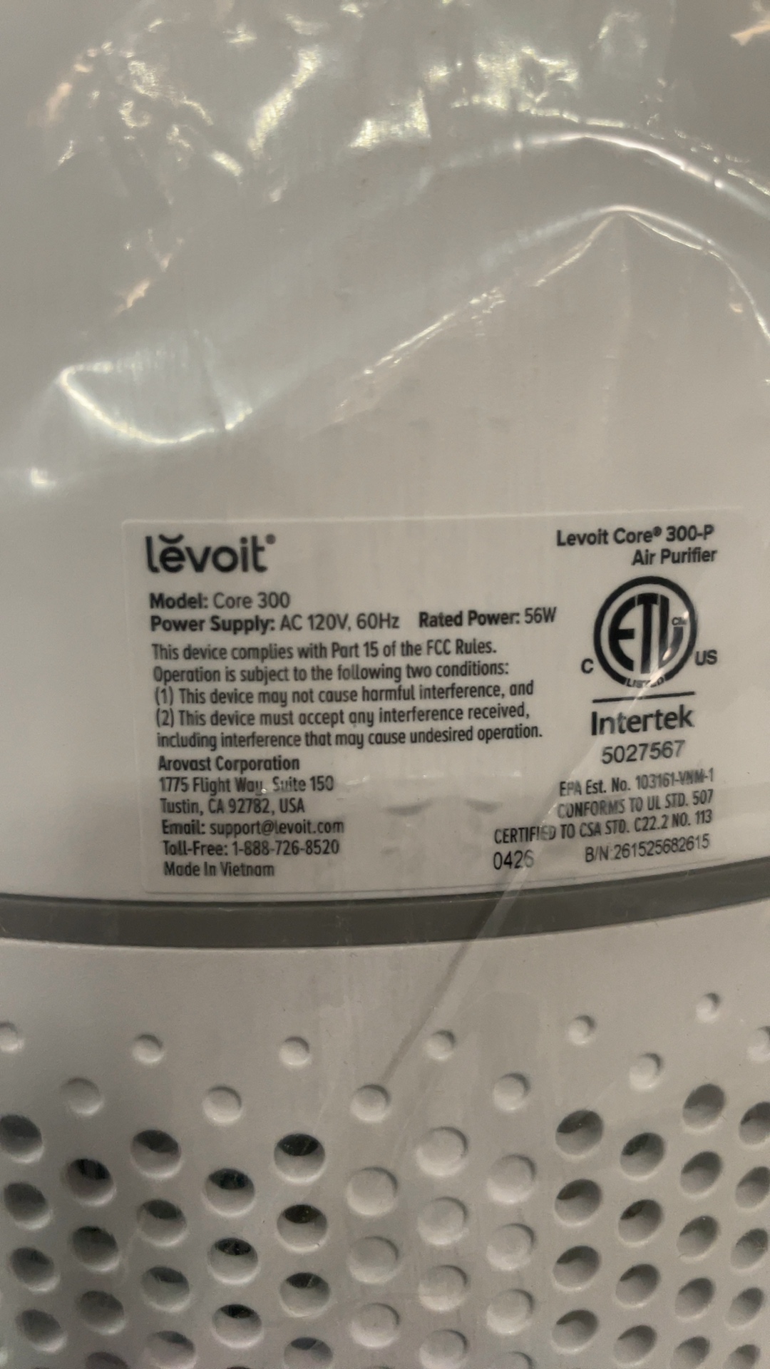Levoit Core 300-P Air Purifier White Appliance detail photo 7
