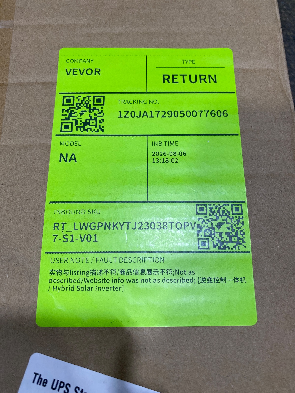 VEVOR 6000W Hybrid Solar Inverter 48V to 220V AC EM6200-48L, Arlington TX liquidation listing — view 1