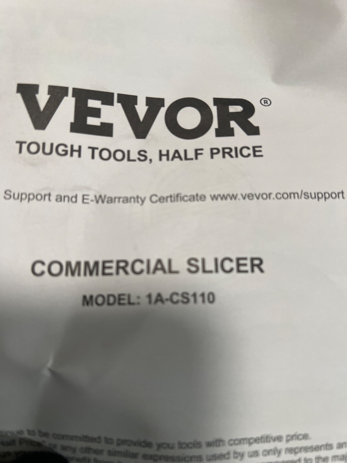 VEVOR Commercial Meat Slicer 10 Inch 1A-CS110 Parts Repair, Arlington TX liquidation listing — view 1