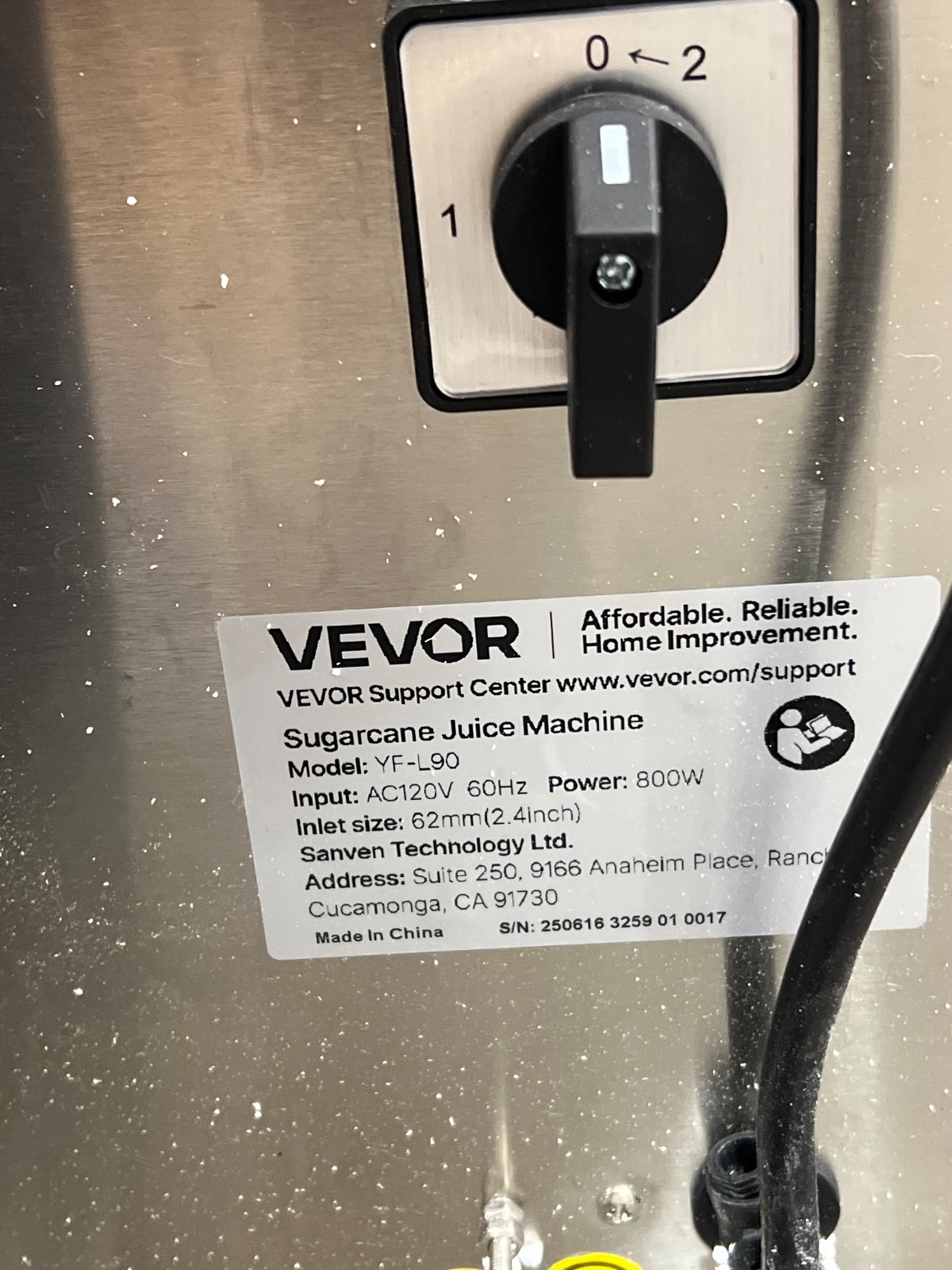 VEVOR Sugarcane Juicer Machine Model YF-L90 800W Electric Commercial Juice Extractor detail photo 15